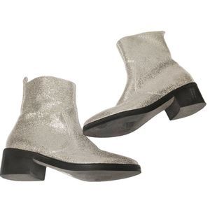 MIISTA LONDON Metallic Silver Heeled Boots Size 37 EU/ US 6.5